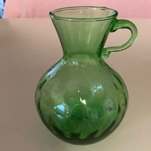 Green Glass Decorative Pitcher